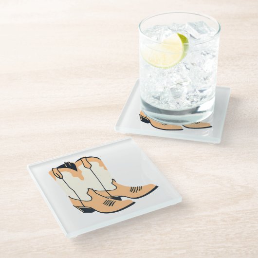 ブラウンカウボーイブーツ ガラスコースター (アングル)