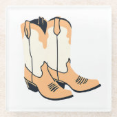 ブラウンカウボーイブーツ ガラスコースター (正面)