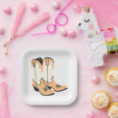 ブラウンカウボーイブーツ ペーパープレート (パーティー)