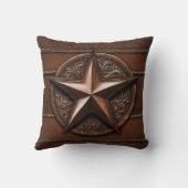 ブラウンカウボーイ素朴ウエスタンカントリーテキサス州スター クッション (裏面)