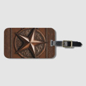 ブラウンカウボーイ素朴ウエスタンカントリーテキサス州スター ラゲッジタグ (正面横)