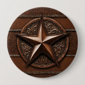 ブラウンカウボーイ素朴ウエスタンカントリーテキサス州スター 缶バッジ (正面)