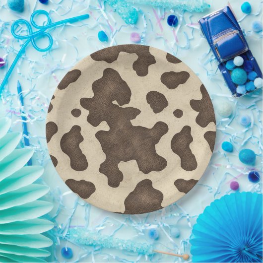 ブラウンカウー素朴プリントカントリーウエスタンロデオパーティー ペーパープレート (パーティー)