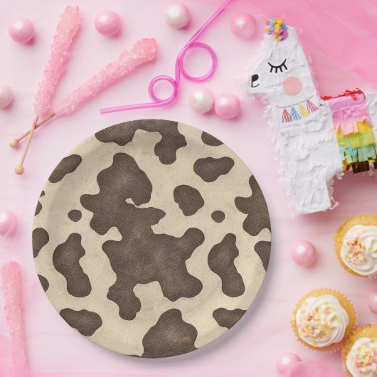 ブラウンカウー素朴プリントカントリーウエスタンロデオパーティー ペーパープレート (パーティー)