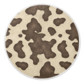 ブラウンカウー素朴プリントカントリーウエスタンロデオ セラミックノブ (正面)