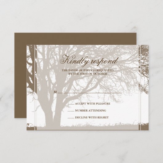 ブラウンカシの秋の結婚式の応答カード 出欠カード (正面/裏面)