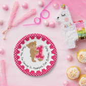 ブラウンカスタマイズベア1st誕生日紙プレート ペーパープレート (パーティー)