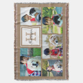 ブラウンカスタムモノグラムの5フォト写真コラージュ スローブランケット (正面縦)