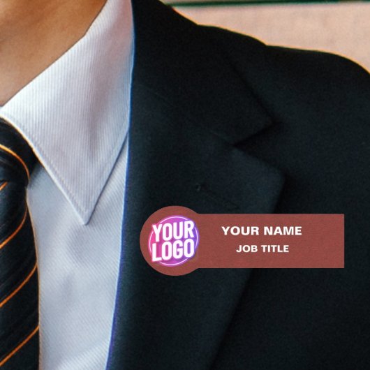 ブラウンカスタムロゴ名タグ(セーフティピン付き) 名札