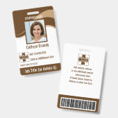 ブラウンカスタム社員のセキュリティID、ロゴ、バーコード バッジ (表裏)