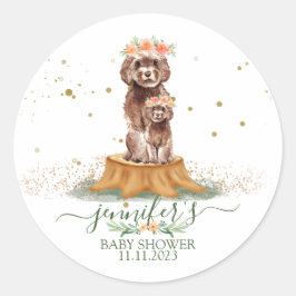 ブラウンカバプーとフローラクラウンベビーシャワー ラウンドシール