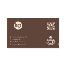 ブラウンカフェロゴQRコード名刺