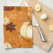 ブラウンカボチャフローラ秋と秋パターン キッチンタオル (四つ折り)