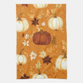 ブラウンカボチャフローラ秋と秋パターン キッチンタオル (縦)