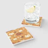 ブラウンカボチャフローラ秋と秋パターン ストーンコースター (横)