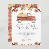ブラウンカボチャートラック赤ちゃんシャワーサンキューカード 招待状 (正面/裏面)