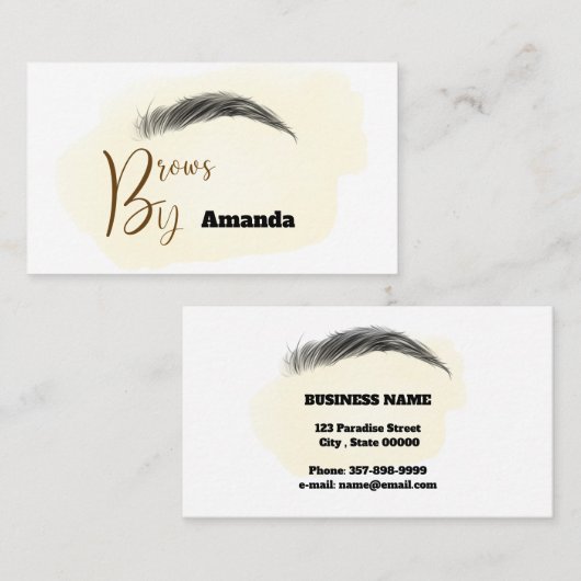 ブラウンカラーの名刺にマイクロブレイディングアーティスト 名刺 (正面/裏面)