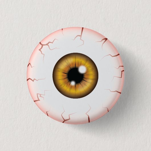 ブラウンカラーの眼球 ハロウィン充血した眼球 缶バッジ (正面)