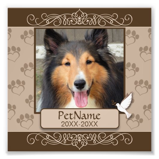 ブラウンカリグラフスワカスタムールズペット悔やみや弔慰 フォトプリント (正面)