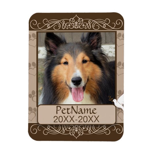 ブラウンカリグラフスワカスタムールズペット悔やみや弔慰 マグネット (縦)