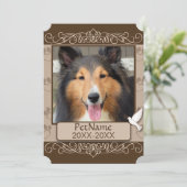 ブラウンカリグラフスワールズカスタムペット悔やみや弔慰 カード (スタンド正面)