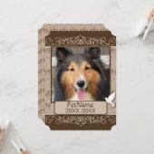 ブラウンカリグラフスワールズカスタムペット悔やみや弔慰 カード (正面/裏面インサイチュ)