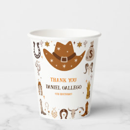 ブラウンカワイトカウボーイ誕生日パーティー 紙コップ