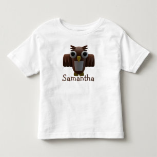 ブラウンカートゥーンフクロウ&タイポグラフィ幼児Tシャツ トドラーTシャツ