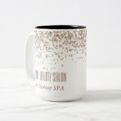 ブラウンガーリー金ゴールドグリッタリーラグジュアリー美しいサロンスパ ツートーンマグカップ (正面左)