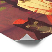 ブラウンガールとネコのロボットのオレンジスカート ポスター (角)