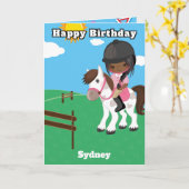 ブラウンガールズエクシークレットメッセージ誕生日 カード (黄色い花)