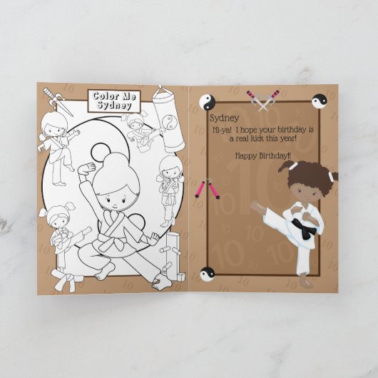 ブラウンガールズカラートページハッピーバースデー カード (内部)