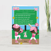 ブラウンガールズソフトボール着色ページハッピーバースデー カード (裏面)