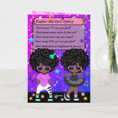 ブラウンガールズヒップホップ単語検索ハッピーバースデー カード (裏面)