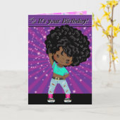 ブラウンガールズヒップホップ単語検索ハッピーバースデー カード (黄色い花)