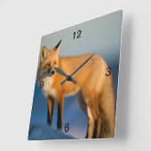 ブラウンキツネ スクエア壁時計 (傾斜)