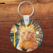 ブラウンキャッおもしろいトペット好クールき熱モダントレンディー キーホルダー (裏面)