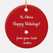 ブラウンキャットクリスマスリース |レッドハットカスタム セラミックオーナメント (裏面)