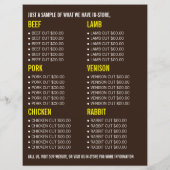 ブラウンキャトル、農家と肉屋広告のフライヤー チラシ (裏面)