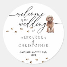 ブラウンキャバプーの子犬の結婚式ウェルカム