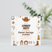 ブラウンキュートカウボーイ誕生日 招待状 (スタンド正面)