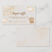 ブラウンキュートクマ赤ちゃんシャワーおむつラッフル エンクロージャーカード (正面/裏面)