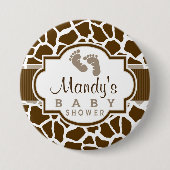 ブラウンキリンアニマルプリント赤ちゃんシャワー 缶バッジ (正面)