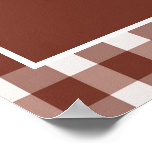 ブラウンギンガムモノグラム結婚クレストの歓迎 ポスター (角)