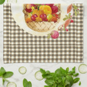 ブラウンギンガム秋収穫バスケット キッチンタオル (折り畳み)