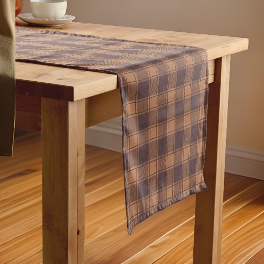 ブラウンギンガム秋秋 ショートテーブルランナー