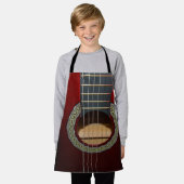 ブラウンクラシカルギター、キッズフルプリントエプロン エプロン (着用した状態)