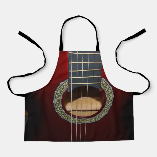ブラウンクラシカルギター、キッズフルプリントエプロン エプロン (正面)
