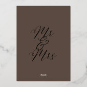 ブラウンクラシックアーチフォイル結婚式招待状 箔招待状 (裏面)