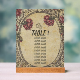 ブラウンクラシックヴィンテージ結婚の座席表 アクリルサイン